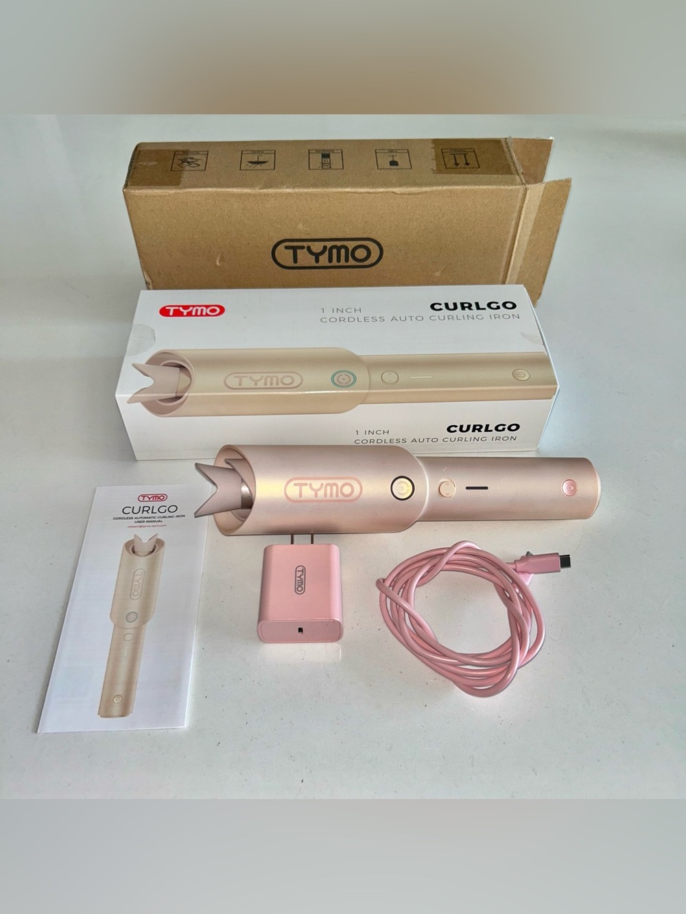 TYMO CurlGo 1-Inch Cordless Auto Curling Iron - Rose Gold